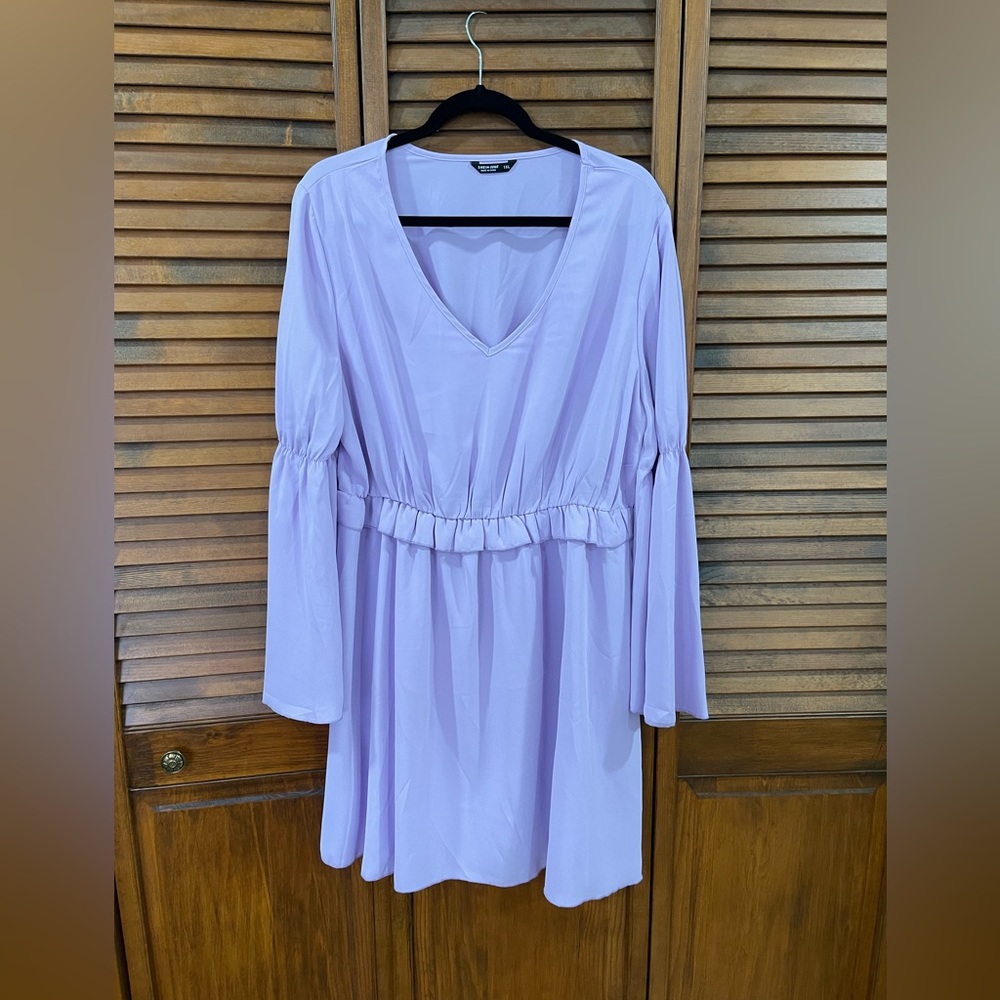 SHEIN purple long bell sleeve dress